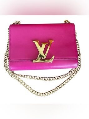 Louis Vuitton Hot Pink Calfskin Leather Louise Chain Crossbody with Gold LV